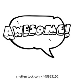 freehand drawn speech bubble cartoon awesome word