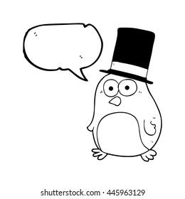 caricatura de burbuja de habla dibujada a mano libre con sombrero superior