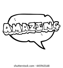 freehand drawn speech bubble cartoon amazing word