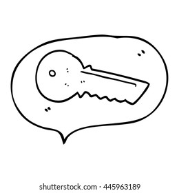 freehand drawn speech bubble cartoon door key