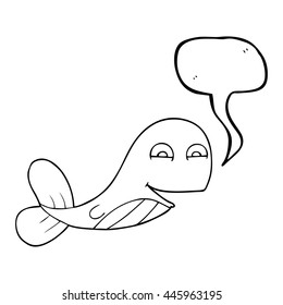 freehand drawn speech bubble cartoon whale