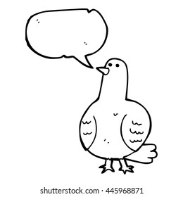 freehand drawn speech bubble cartoon bird