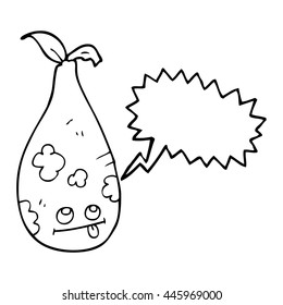 freehand drawn speech bubble cartoon pear