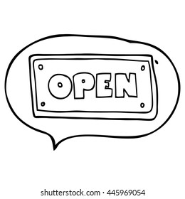 freehand drawn speech bubble cartoon open sign