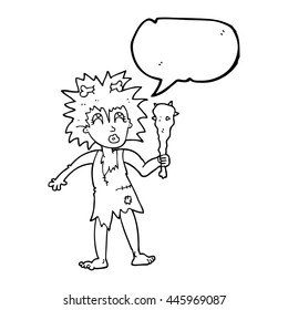 freehand drawn speech bubble cartoon cave woman