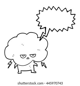 nube de dibujos animados de libre mano sobre burbuja de habla