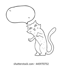 freehand drawn speech bubble cartoon cat