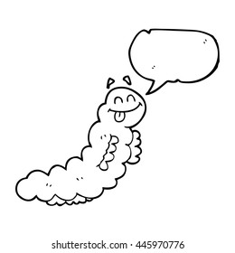 freehand drawn speech bubble cartoon caterpillar