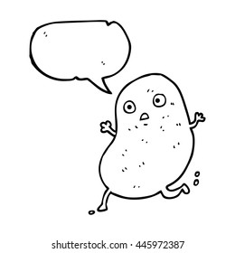 freehand drawn speech bubble cartoon potato running