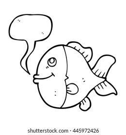 freehand drawn speech bubble cartoon fish