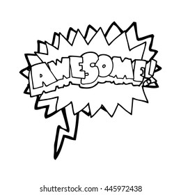 freehand drawn speech bubble cartoon awesome symbol