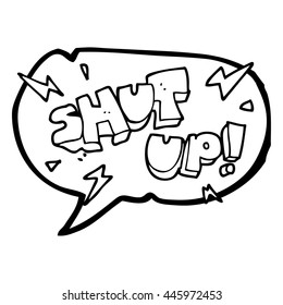 freehand drawn speech bubble cartoon shut up! symbol