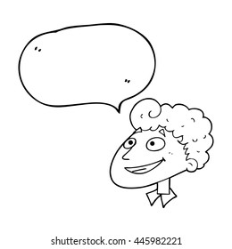 freehand drawn speech bubble cartoon happy man