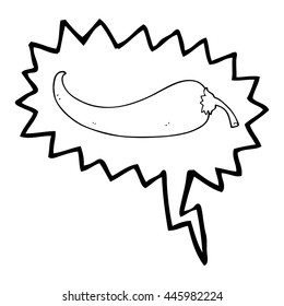 freehand drawn speech bubble cartoon chilli pepper