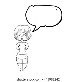 freehand gezeichnete Sprechblase Cartoon glückliche Frau