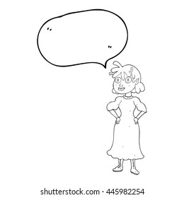 freehand drawn speech bubble cartoon alien woman