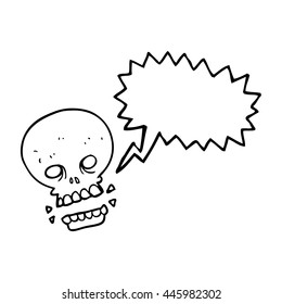 freehand drawn speech bubble cartoon scary skull