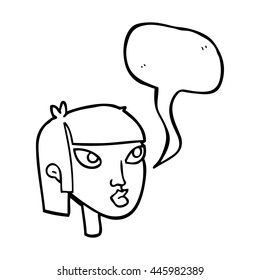 freehand drawn speech bubble cartoon female face