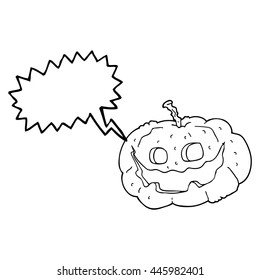 caricatura de burbuja de habla libre dibujada a mano en calabaza de halloween