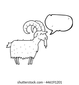 freehand drawn speech bubble cartoon goat