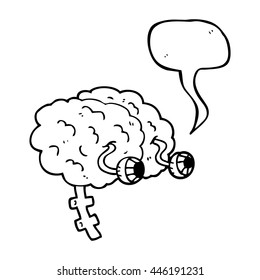 freehand drawn speech bubble cartoon brain