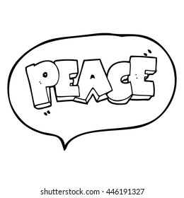 freehand drawn speech bubble cartoon word peace