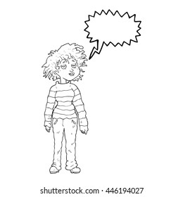 freehand drawn speech bubble cartoon chilled out girl