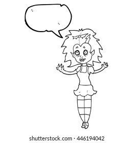 freehand drawn speech bubble cartoon vampire girl