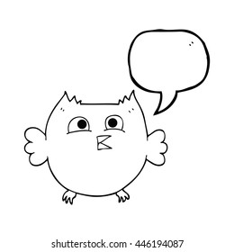 freehand drawn speech bubble cartoon happy owl