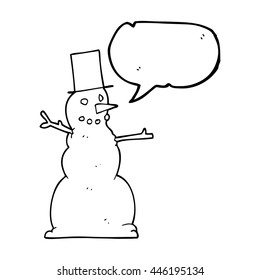 freehand drawn speech bubble cartoon snowman