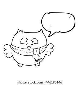 freehand drawn speech bubble cartoon owl