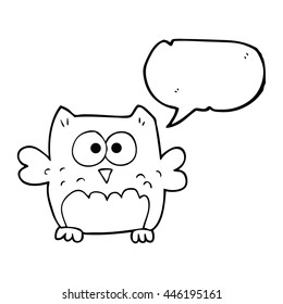 freehand drawn speech bubble cartoon owl