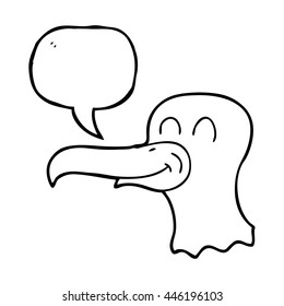 freehand drawn speech bubble cartoon seagull