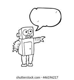 freehand drawn speech bubble cartoon robot
