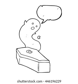 freehand drawn speech bubble cartoon spooky coffin