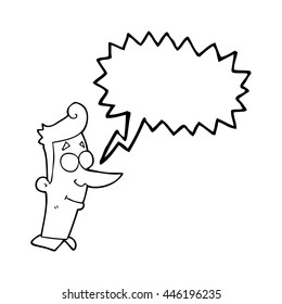 freehand drawn speech bubble cartoon smiling man