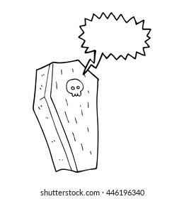 freehand drawn speech bubble cartoon spooky coffin