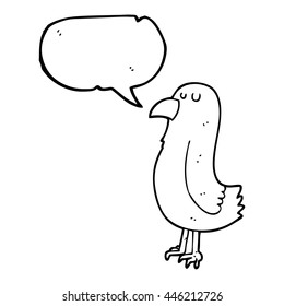 freehand drawn speech bubble cartoon parrot