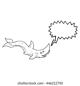 freehand drawn speech bubble cartoon shark