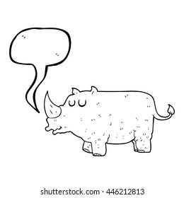 freehand drawn speech bubble cartoon rhino