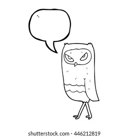 freehand drawn speech bubble cartoon owl
