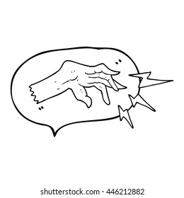 freehand drawn speech bubble cartoon hand casting spell
