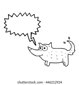 freehand drawn speech bubble cartoon dog wagging tail