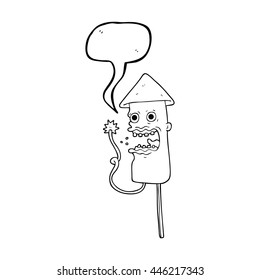 caricatura de burbuja de habla dibujada a mano libre gritando fuegos artificiales