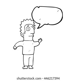 freehand drawn speech bubble cartoon man waving
