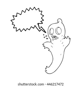 caricatura de burbuja de habla dibujada a mano libre fantasma