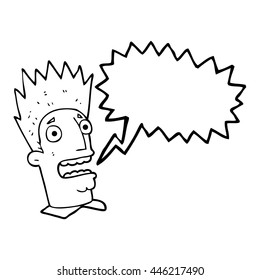caricatura de burbuja de habla dibujada a mano libre impactado hombre