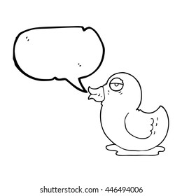 freehand drawn speech bubble cartoon rubber duck