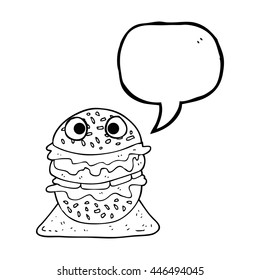 freehand gezeichneter Sprudelkartoon schmackhafter Burger