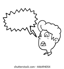 freehand drawn speech bubble cartoon shocked man